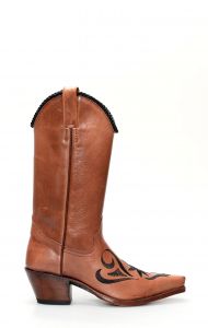 Brown Tony Mora boots with contrasting embroidery