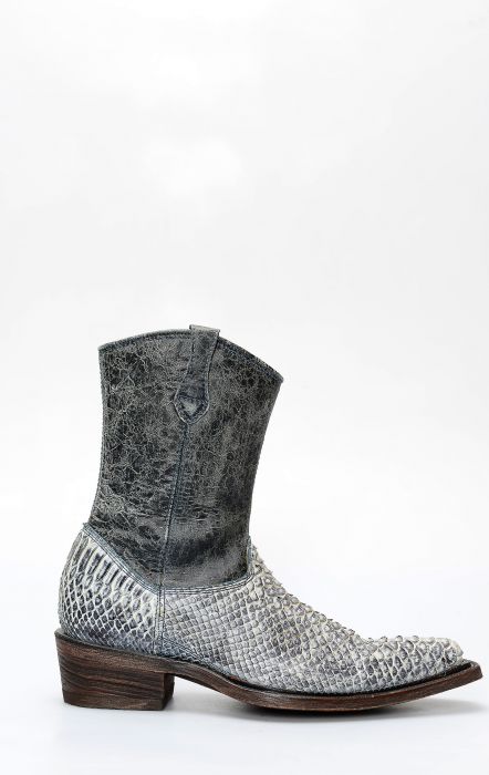 Cuadra ankle boot in light blue python leather