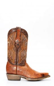 Cuadra boot in lizard skin in shaded color and rustic finish