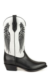 Bottes Wings Noir Nappa Blanc Daim Fendu