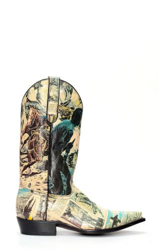 Jalisco boots with cartoon print