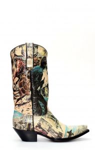 Jalisco boots in classic Texan style with comic strip print