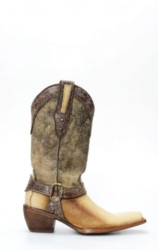 Frida by Cuadra boots in beige manta leather