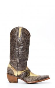 Frida by Cuadra boots in brown ostrich leg leather