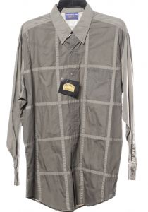 Slim gray checkered large panhandle western shirt